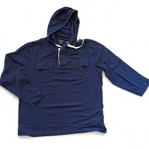 346 Brooks Brothers Navy Pullover Hoodie with two pockets & two button closure